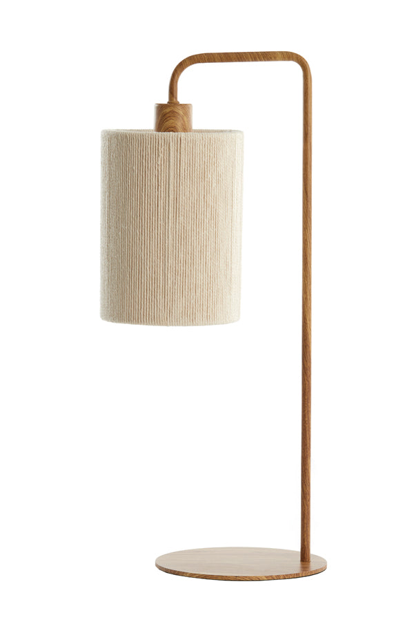Lampe de table - imprimé bois naturel + corde crème