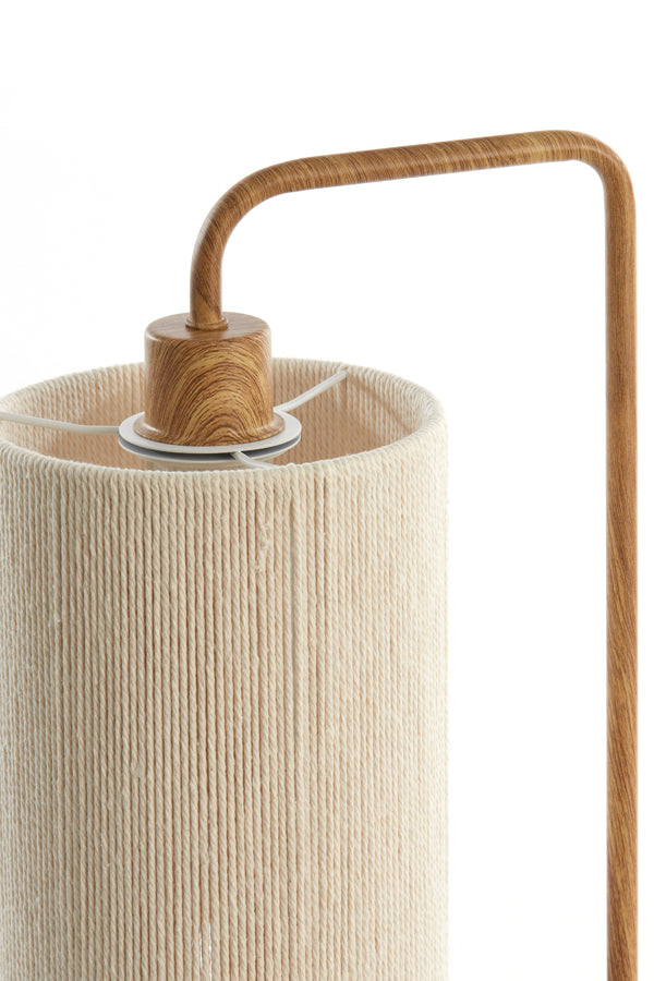 Lampe de table - imprimé bois naturel + corde crème