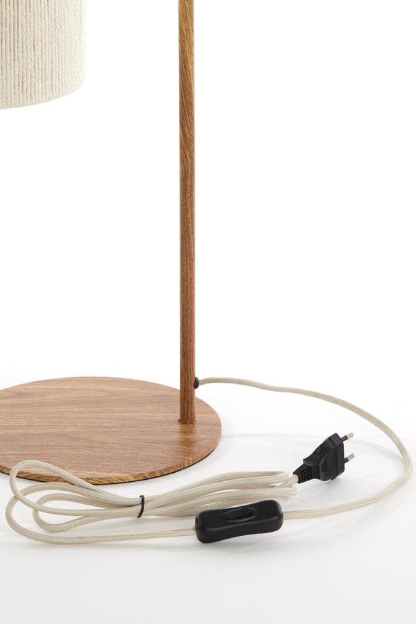 Lampe de table - imprimé bois naturel + corde crème
