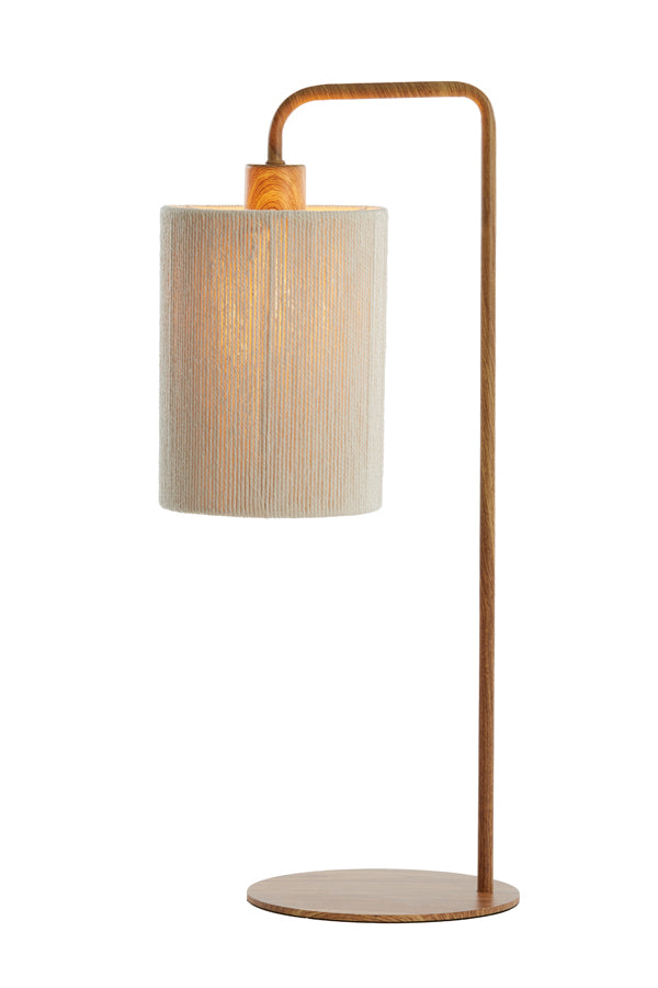 Lampe de table - imprimé bois naturel + corde crème