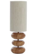 Tafellamp - hout print naturel+ touw crème