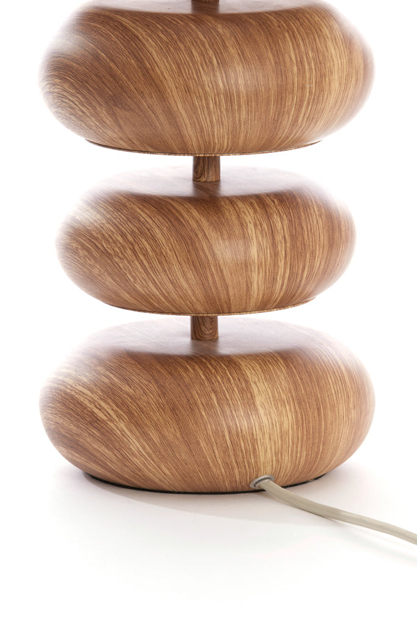 Lampe de table - imprimé bois naturel + corde crème