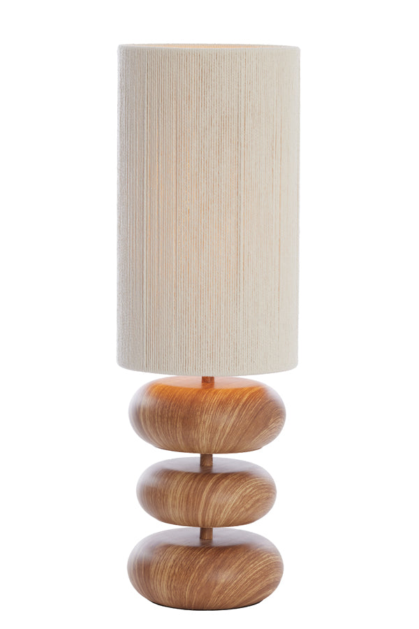 Lampe de table - imprimé bois naturel + corde crème