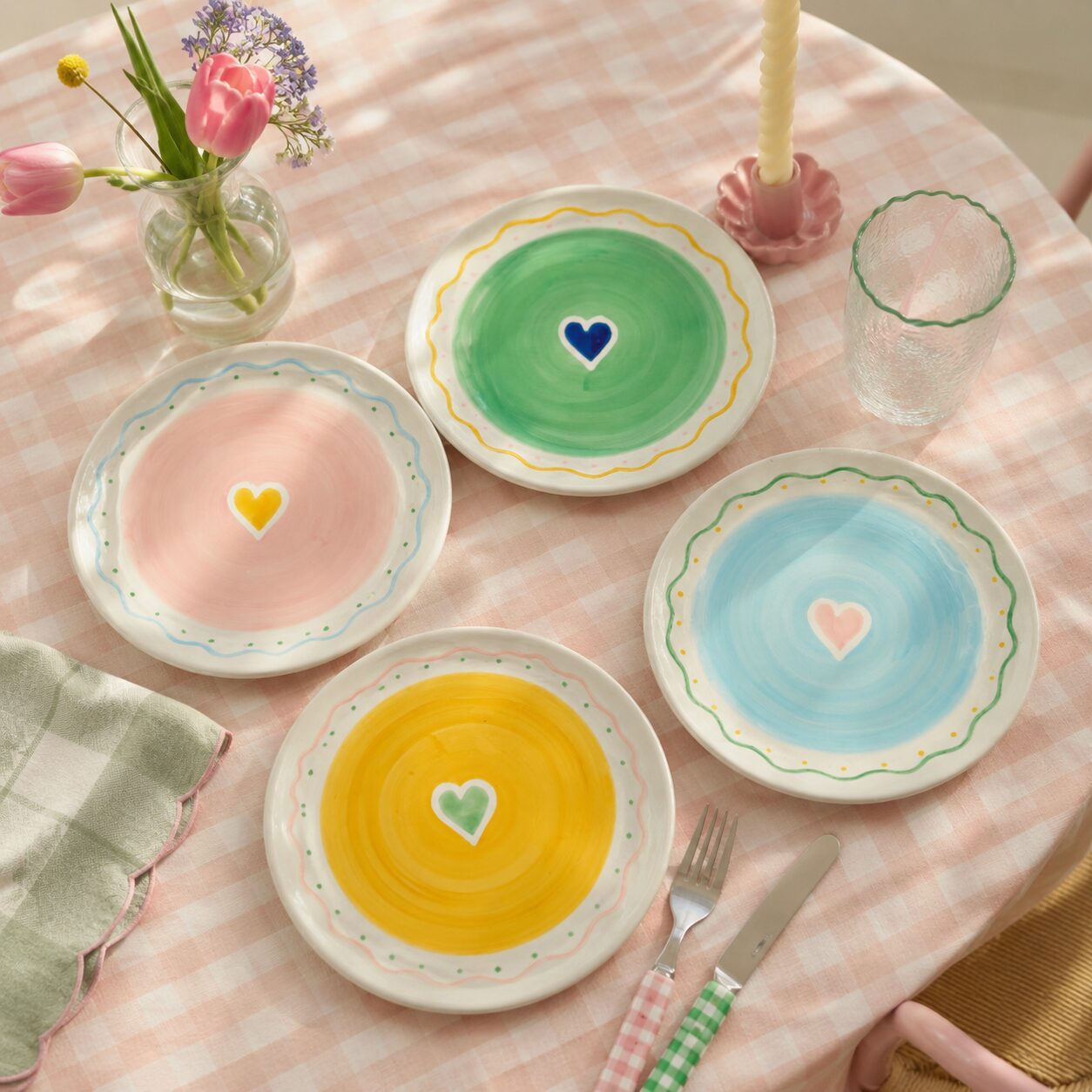Borden Swirly Hearts - Set van 4