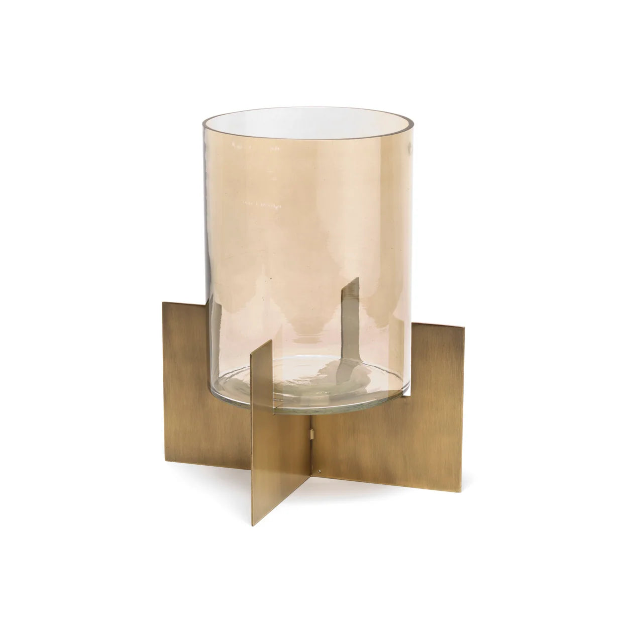 Hoge Hurricane X kaarshouder van glas en metaal, handgemaakt, elegant en robuust, voor sfeervolle en tijdloze verlichting.