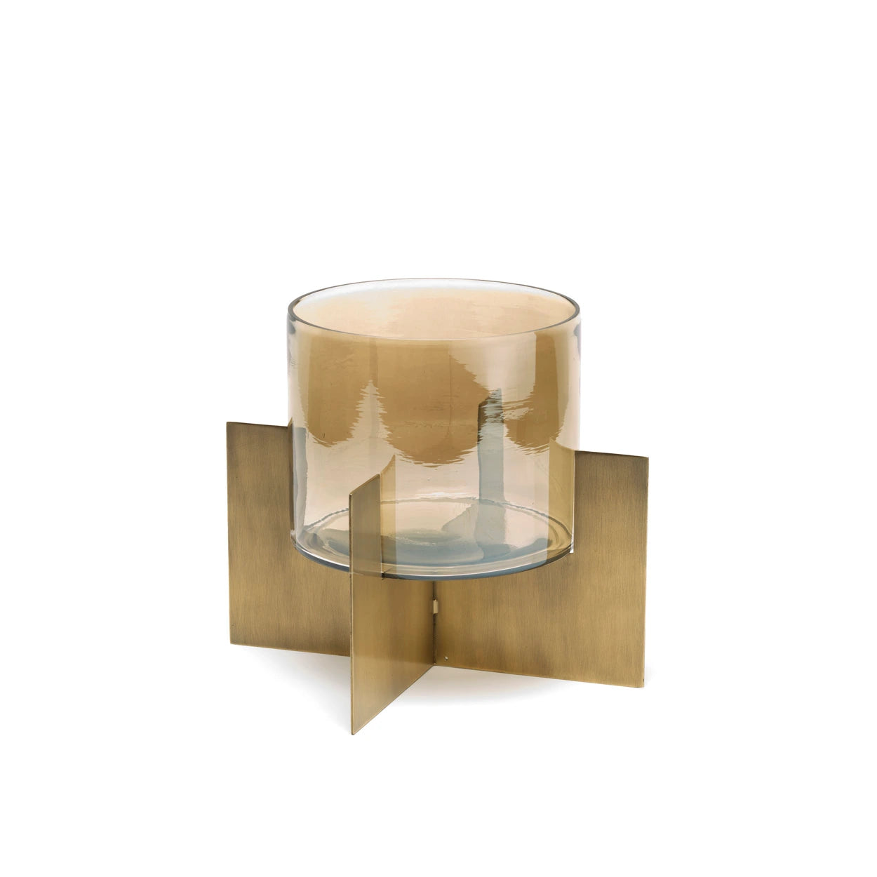Lage Hurricane X kaarshouder van glas en metaal, handgemaakt, elegant en robuust, voor sfeervolle en tijdloze verlichting.